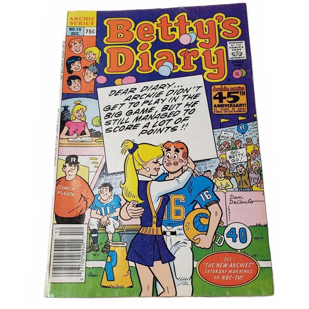 Betty’s Diary #14 Archie Comics 1987 Vintage 75¢ Cover | Football NBC-TV Promo